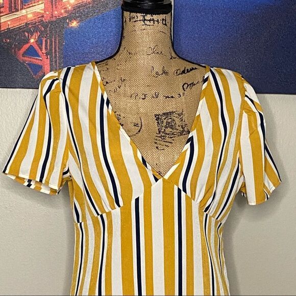 COTTON ON Striped V-neck A-line Dress Medium - Picture 6 of 9